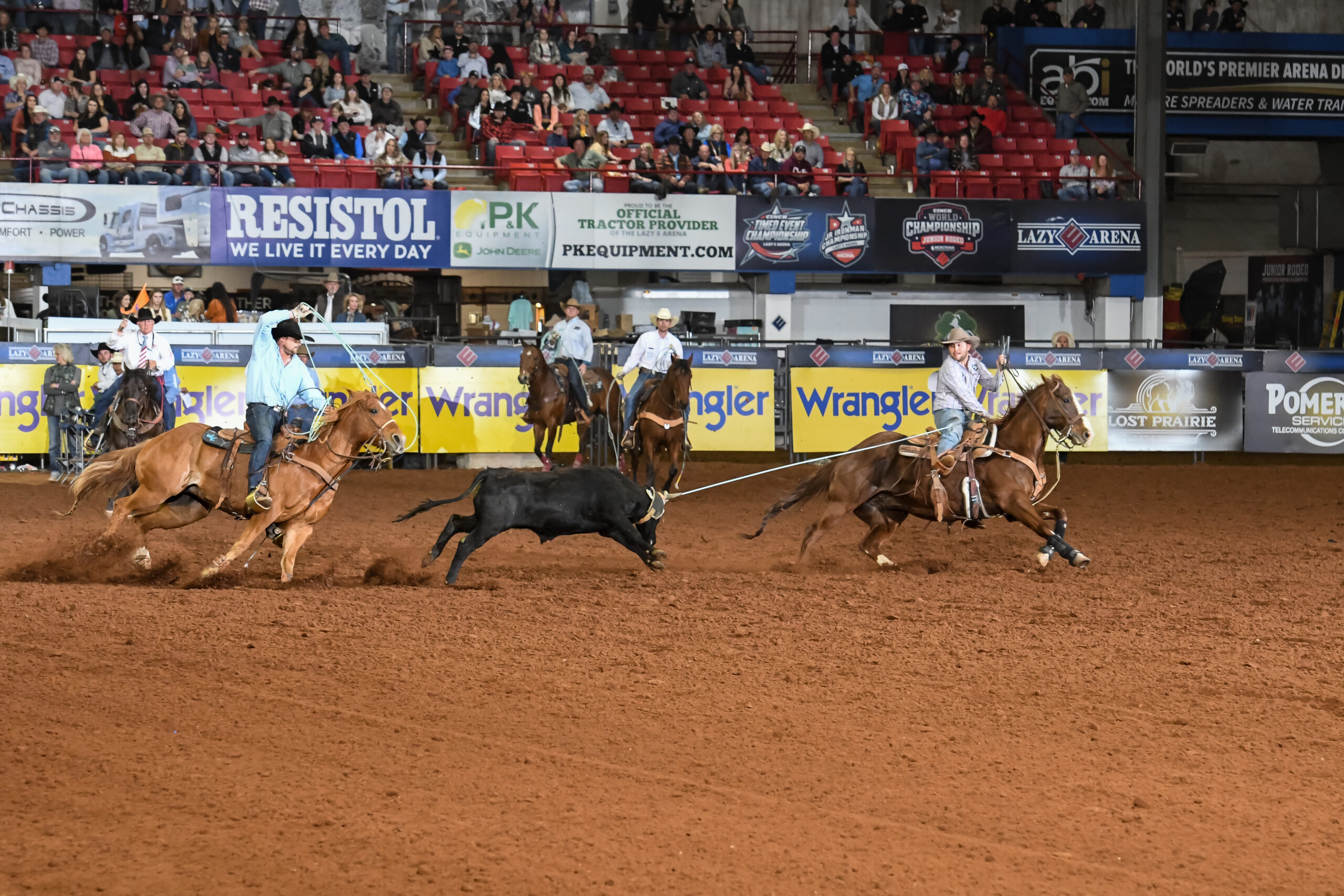 Curry Kirchner and Tyson Thompson roping at the Bob Feist Invitational.