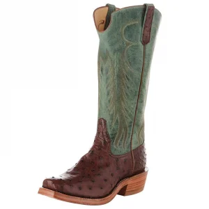 Rios Of Mercedes Men's Ride Ready Kango Tobac Full Quill Ostrich boot with jade top
