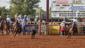 J.C. and L.J. Yeahquo roping a steer in Woodward, Oklahoma.