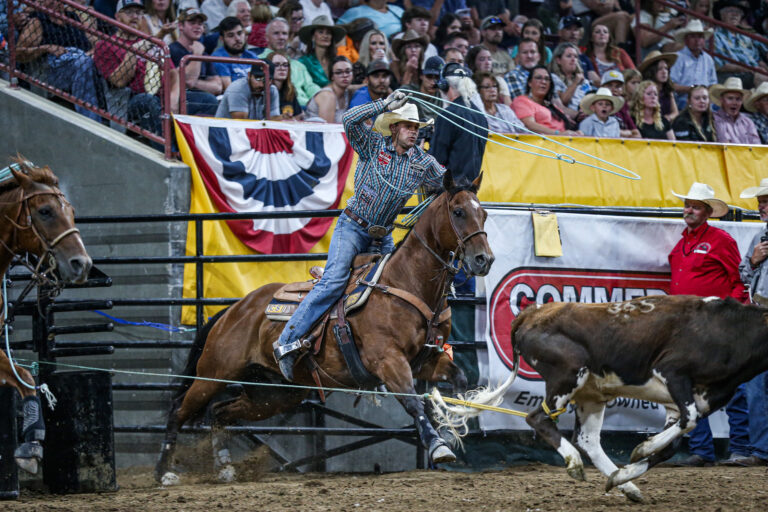 Clay Smith coming out of the box in Nampa, Idaho, 2023.