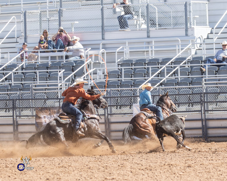 Wesley Thorp heeling a steer for Tyler Wade at Nephi, Utah.