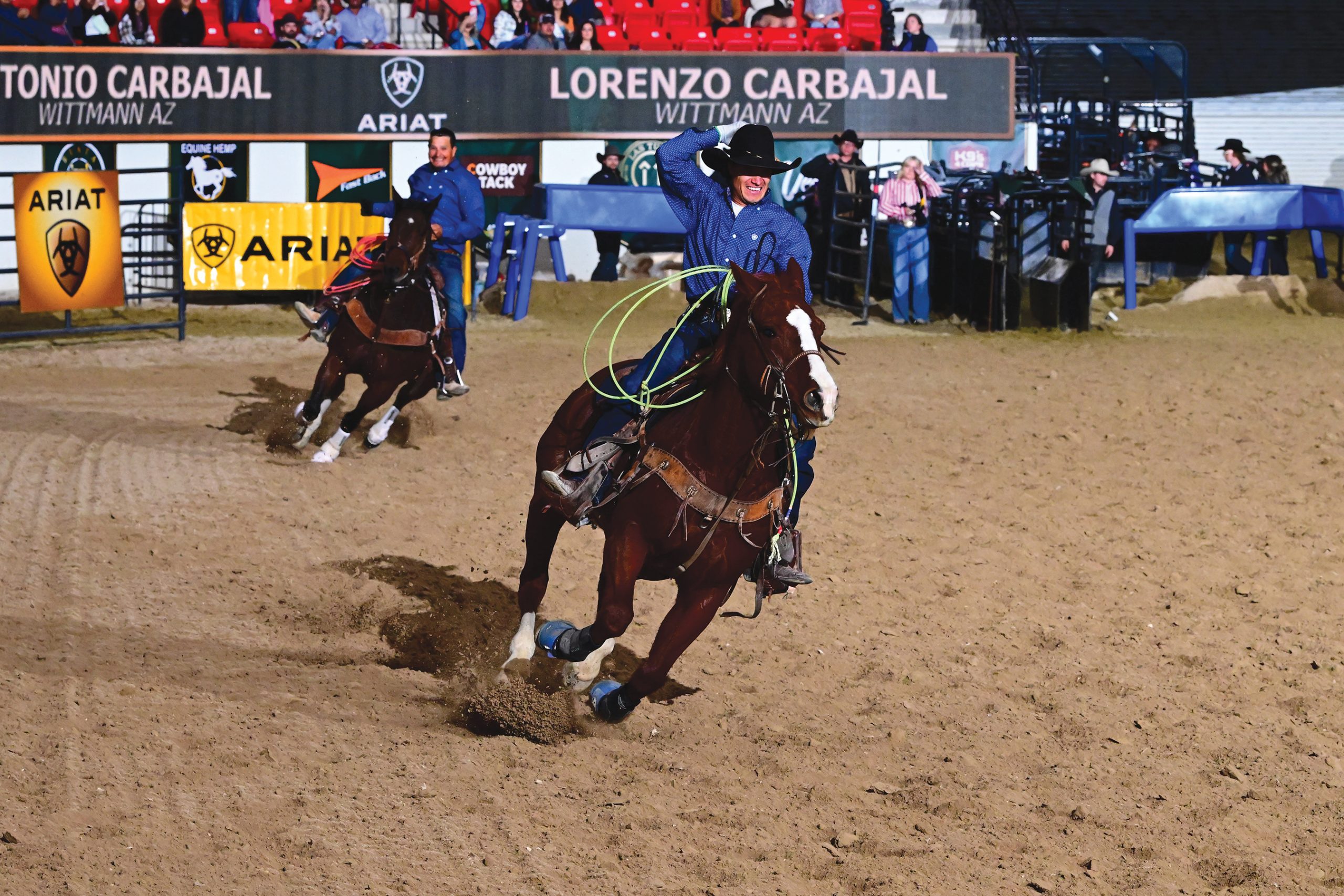 Lorenzo Carbajal leads the victory lap after winning $400,000 with his dad, Antonio.