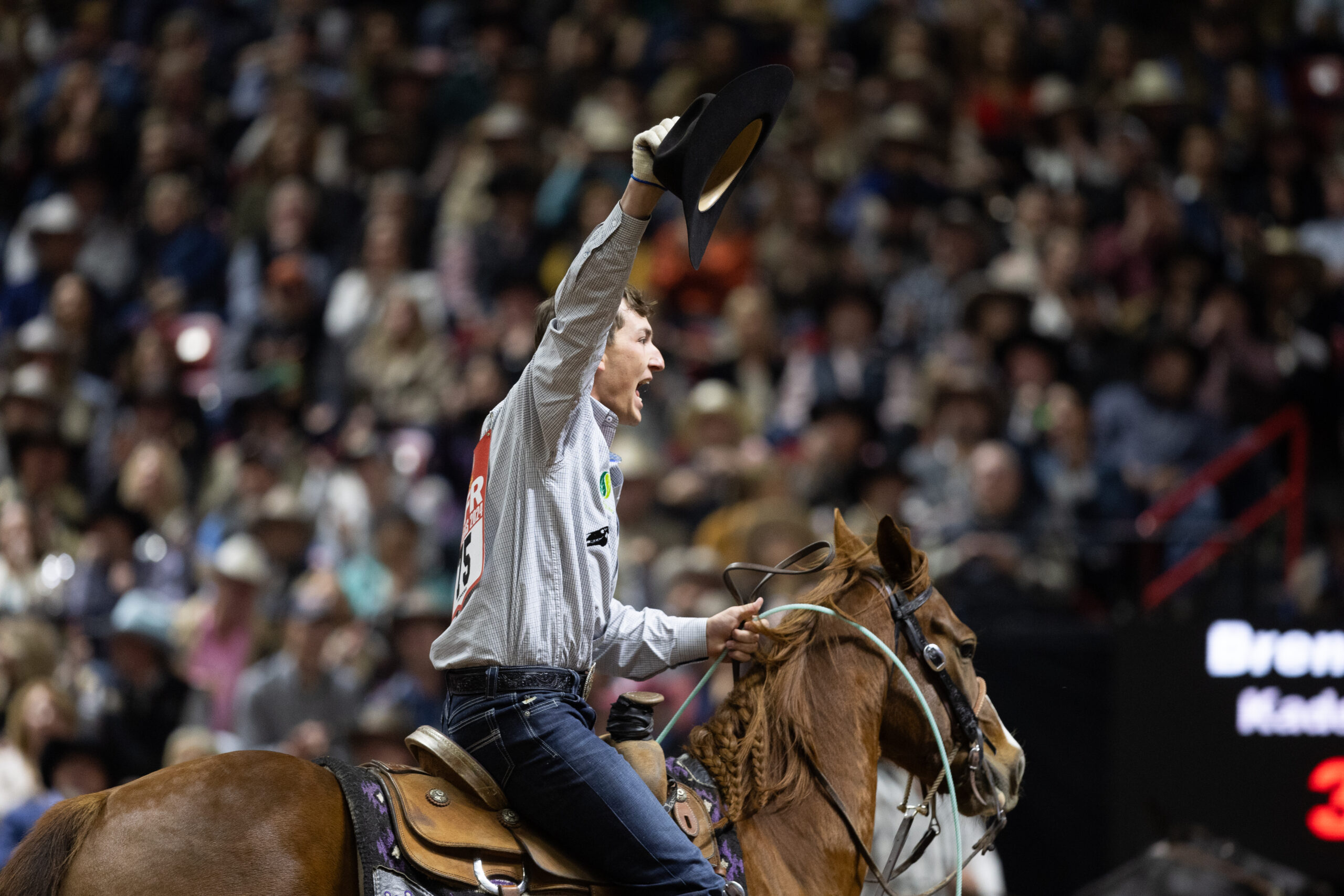 Kaden Profili celebrates after the Round 6 win at the 2024 NFR.