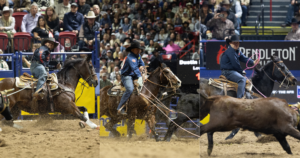 Tyler Wade, Levi Lord and Kaleb Driggers at the 2024 NFR.