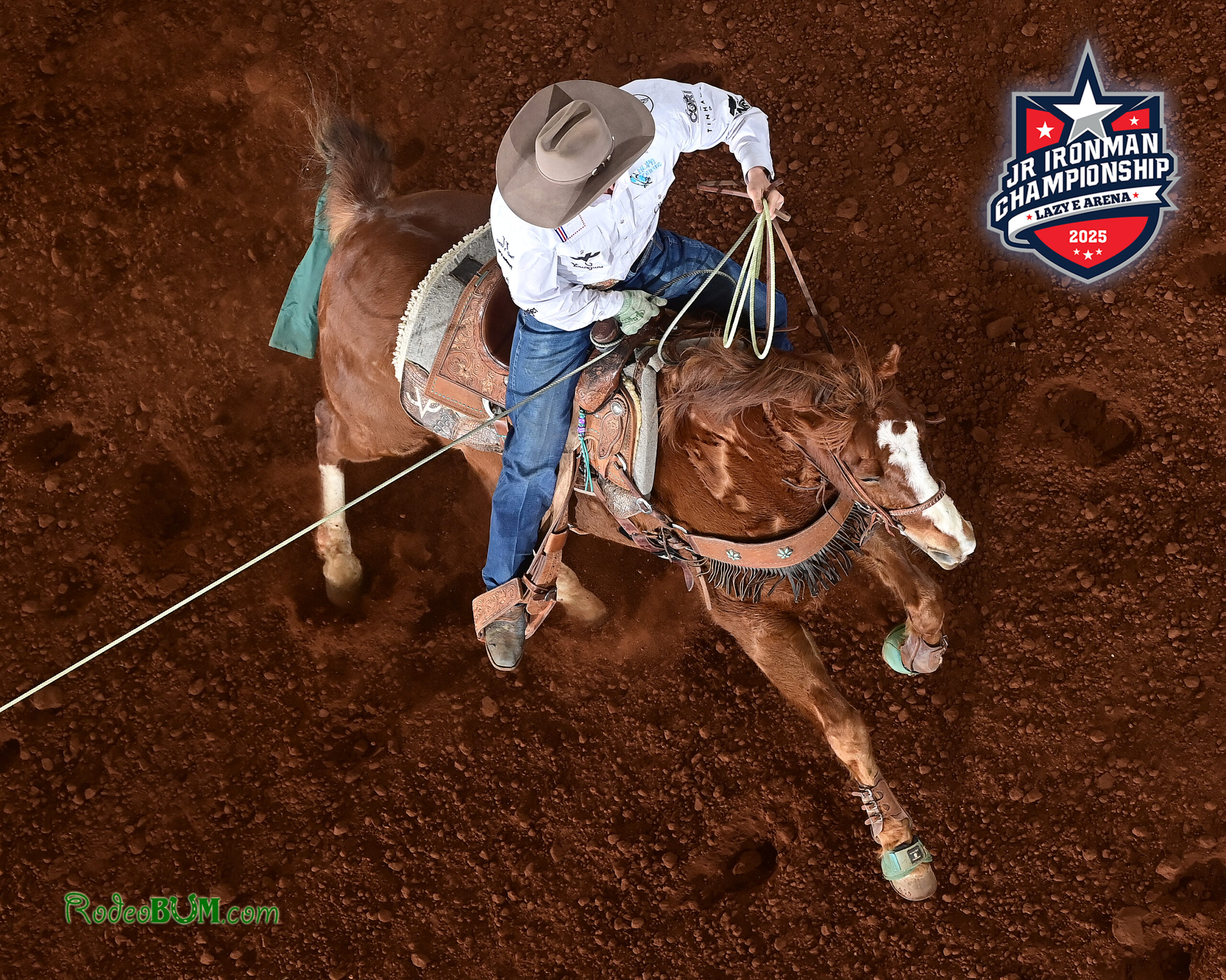 Wyatt Williams Jr Ironman roping aerial image
