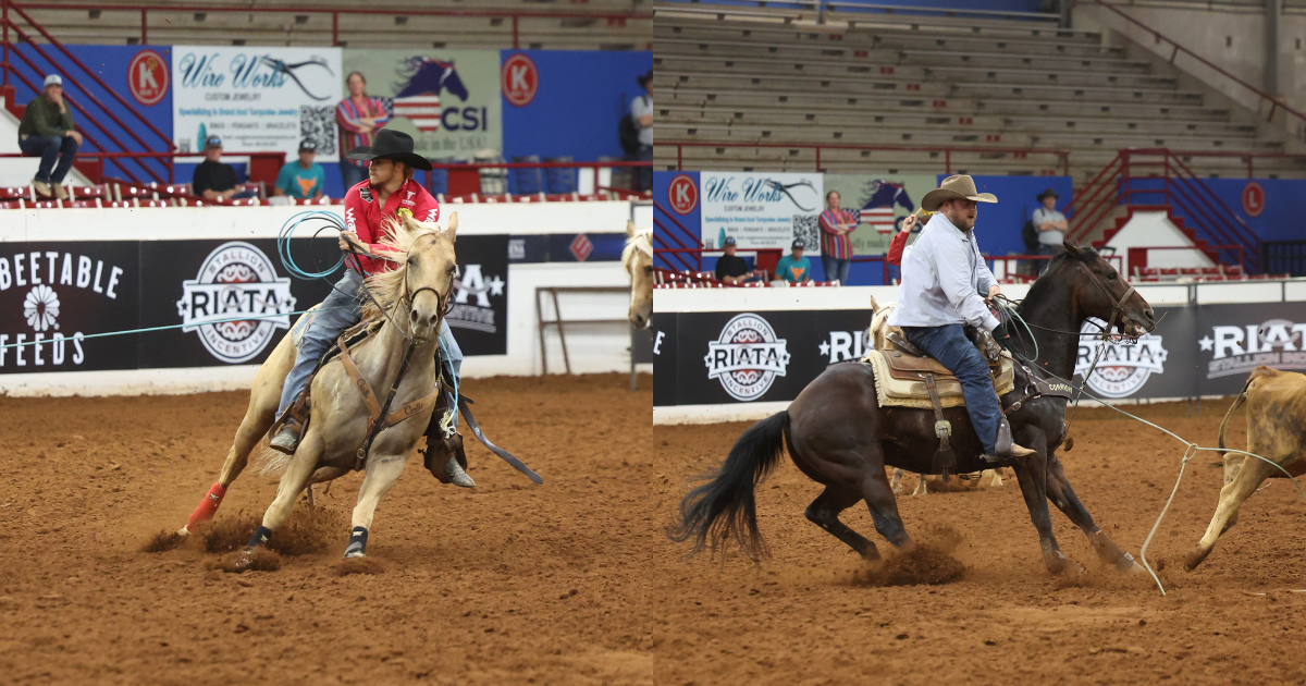 Sterlin English aboard Shiny Lil Peso and Trey Southern win the Riata $12.5 Championships. | TRJ Photo