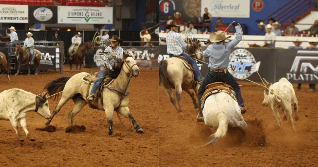 Jacod Lewis on Hez Got Cowboy Cash and Tripp Townsend on TRR Lucky Brazos winning the Riata #10.5 Championship. | TRJ File photo