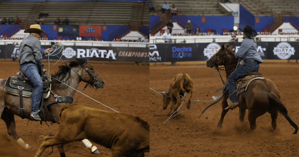 Riata #9.5 Junior Champions Steve Munz and Reagan Overstreet on Haid Yer Creyzie. | TRJ File Photo