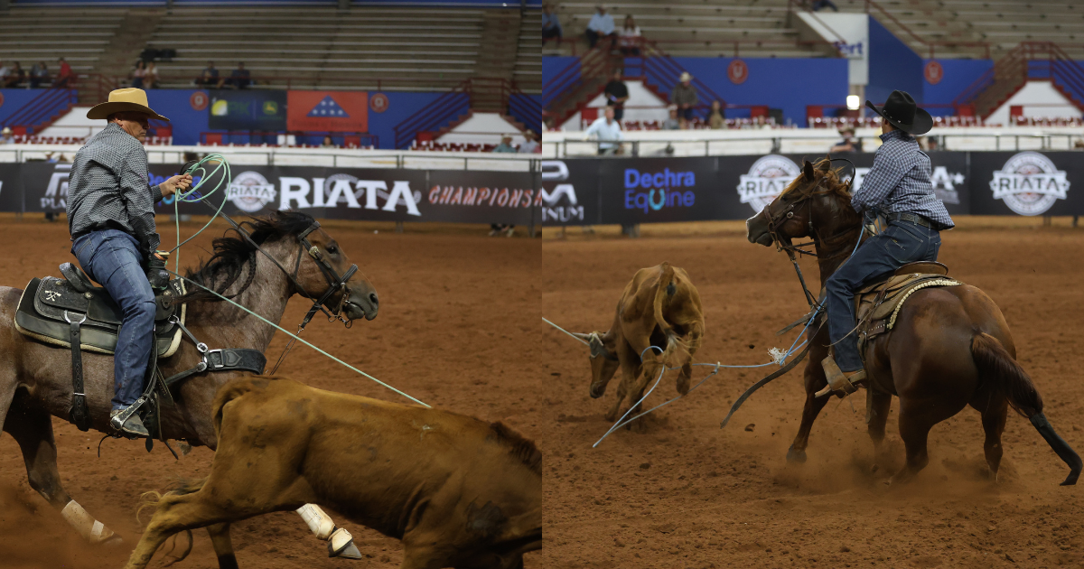 Riata #9.5 Junior Champions Steve Munz and Reagan Overstreet on Haid Yer Creyzie. | TRJ File Photo