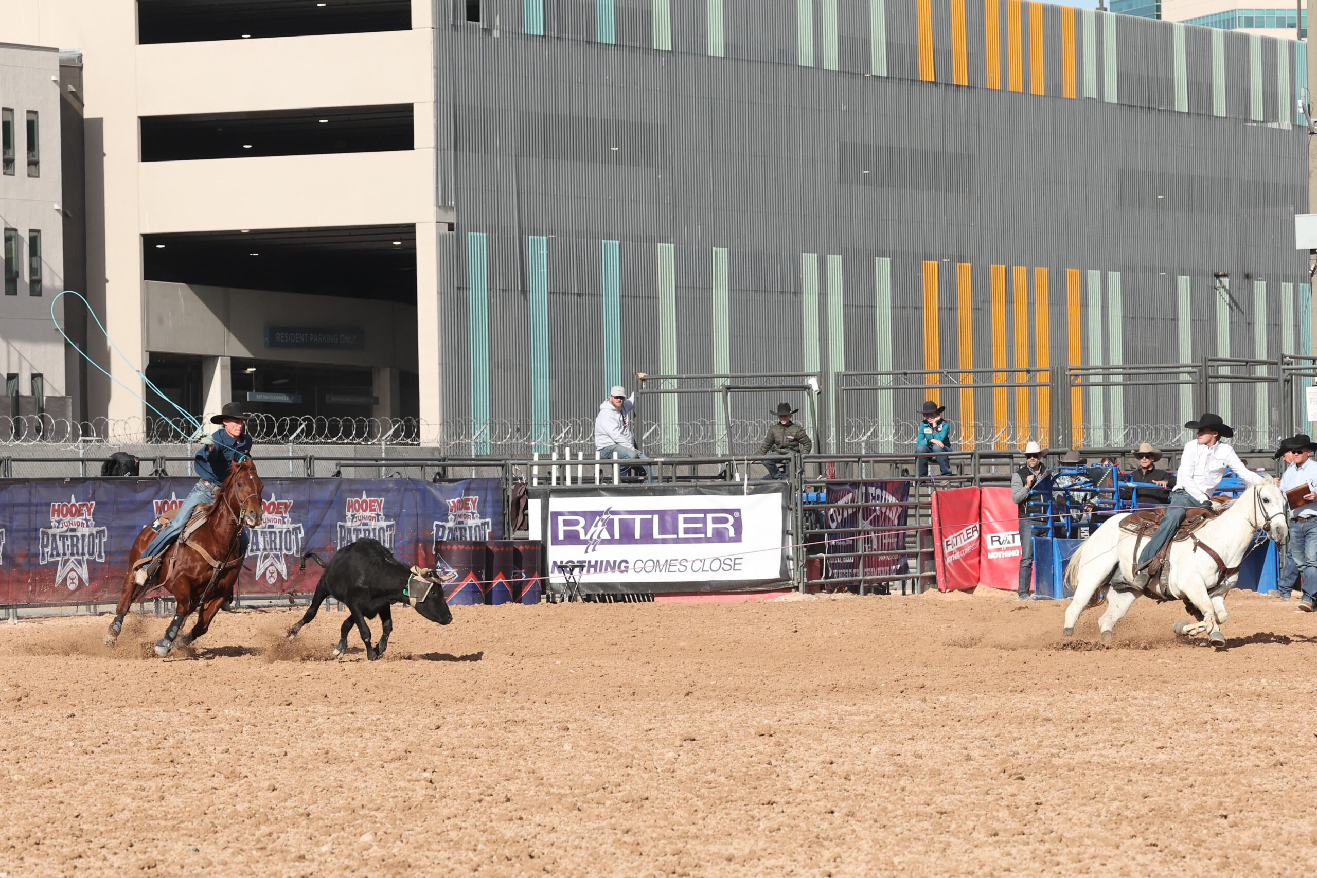 Carson Sonnier and Colton Clayton won the 2024 Hooey Jr. Patriot Open at the Plaza in Las Vegas for $2,400, thanks to a 4.83 in the Finals