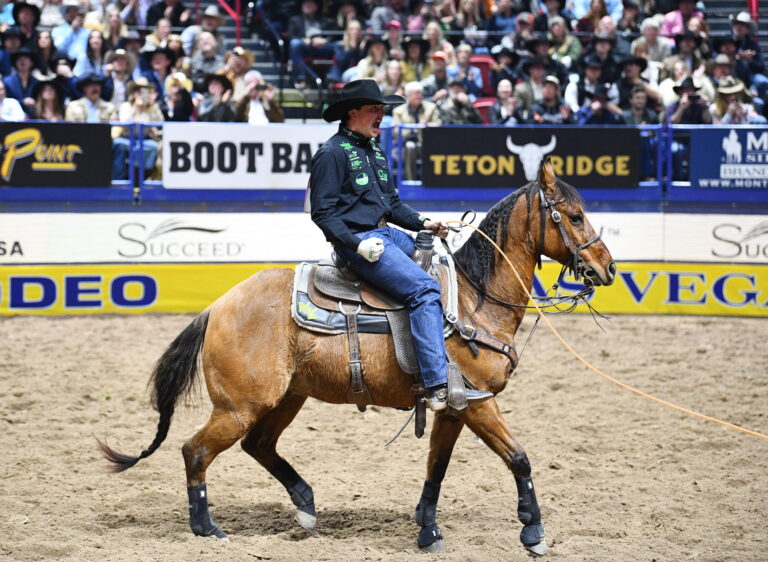 Wesley Thorp celebrating after Round 10 of the 2024 NFR.