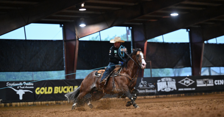 Trevor Brazile and Kryptoniite winning $30,940 in the 4 & Under Heading at the Gold Buckle Futurity in Ardmore, Oklahoma.