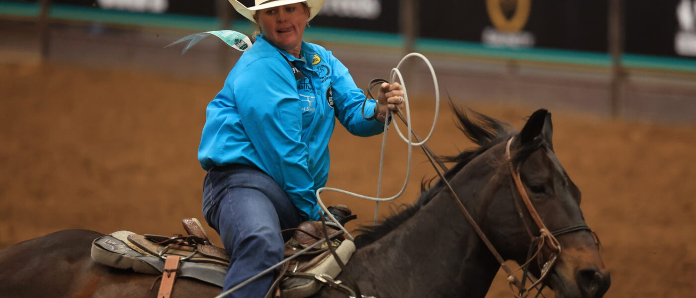 Kenna Francis ropes on JM Doc O Jeffro, aka Hulk, at the Premier Women's Rodeo