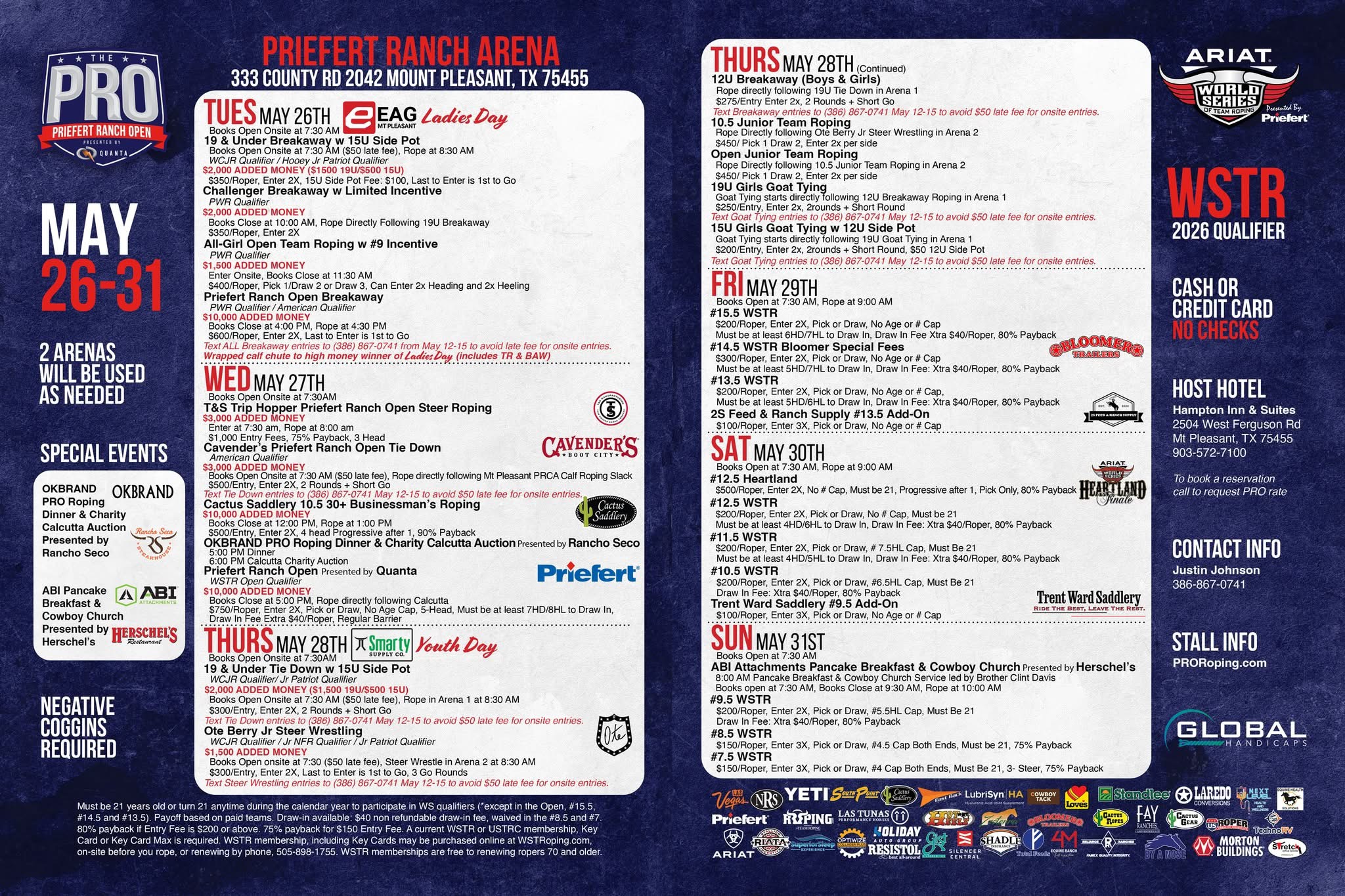Priefert Pro Ranch Open SChedule 