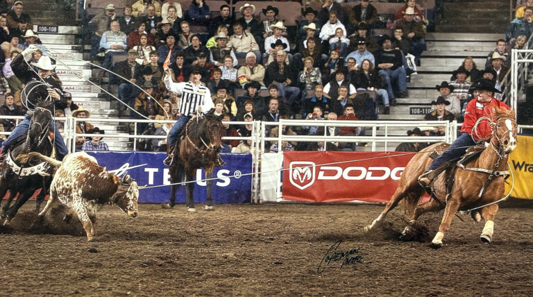 Kevin Schreiner heading a steer at the 2003 Canadian Finals Rodeo