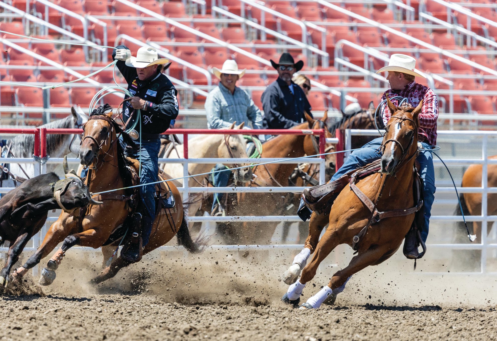 Clint Summers heading on Sweetie Pie during a run