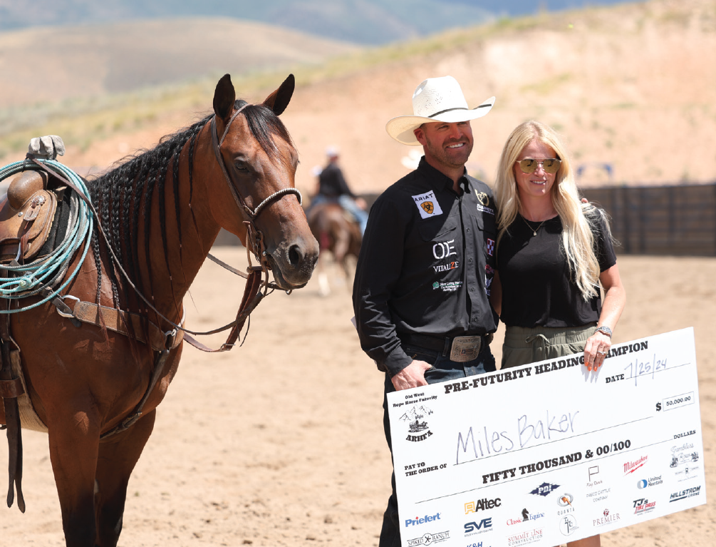 Miles and Daci Baker with Relentless PYC after their 2024 Old West win