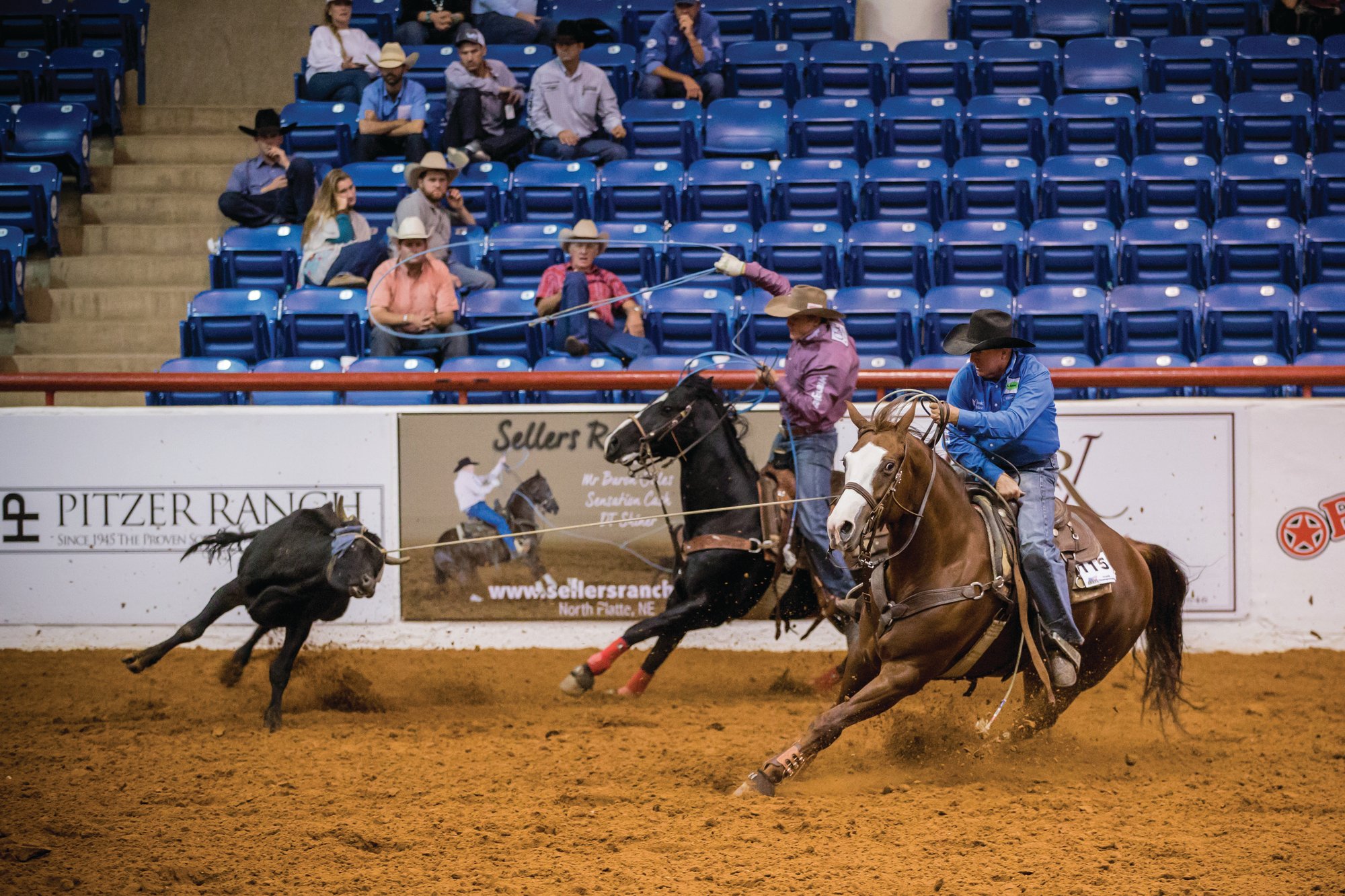 J.D. Yates heading on DT Air Jordan with son Trey heeling at the 2017 ARHFA World Championship