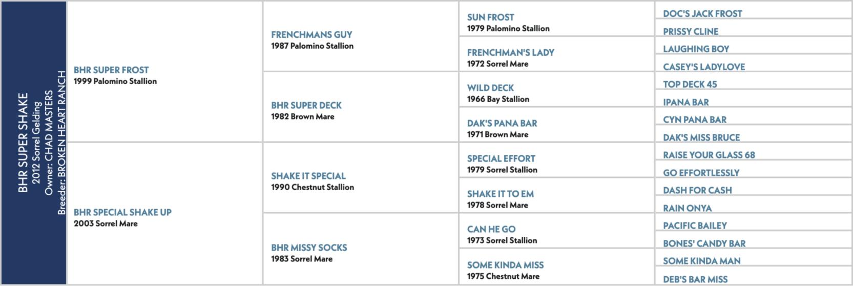 BHR Super Shake pedigree chart from QHR