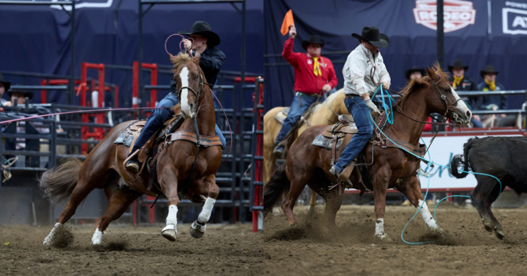 Header Kavis Drake and heeler Denim Ross at the 2026 Canadian Finals Rodeo