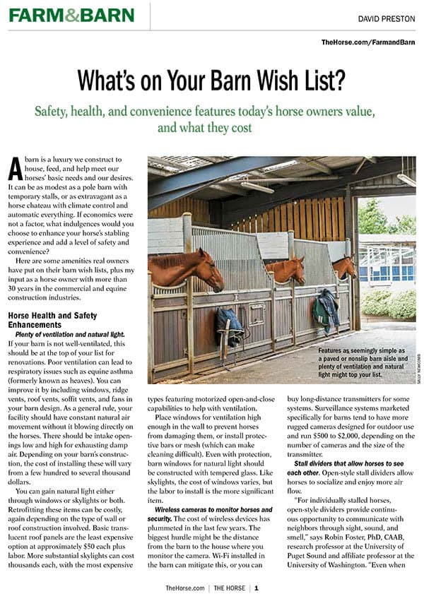 What's on Your Horse Barn Wish List?