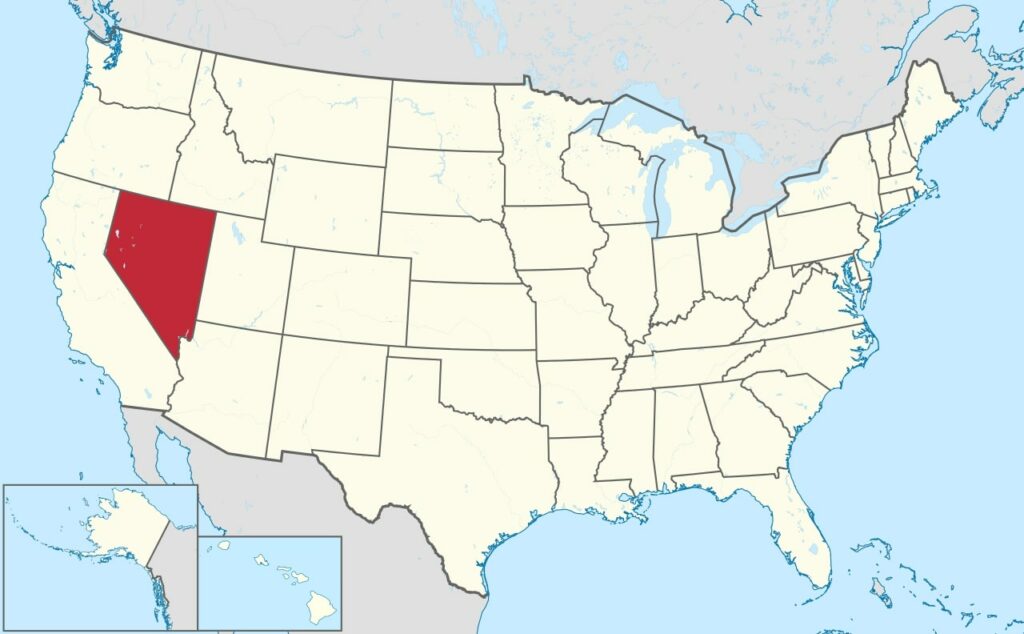 Map of US highlighting Nevada