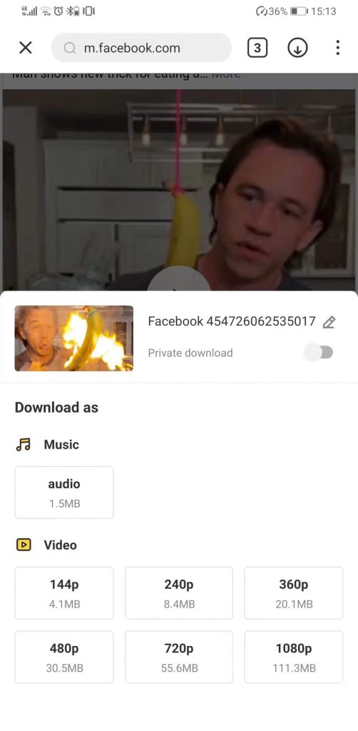 Guardar videos de Facebook en galeria