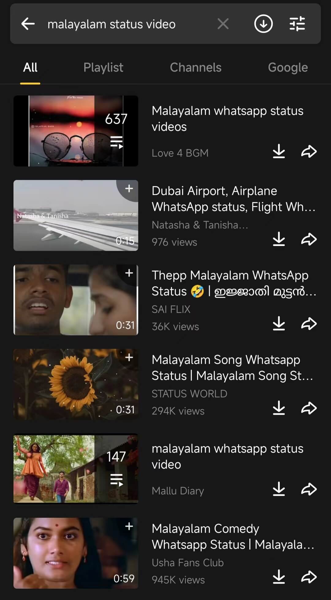 earch for status videos on snatube
