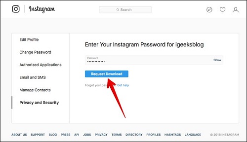 Download Instagram Data Before Deleting the Account On Desktop