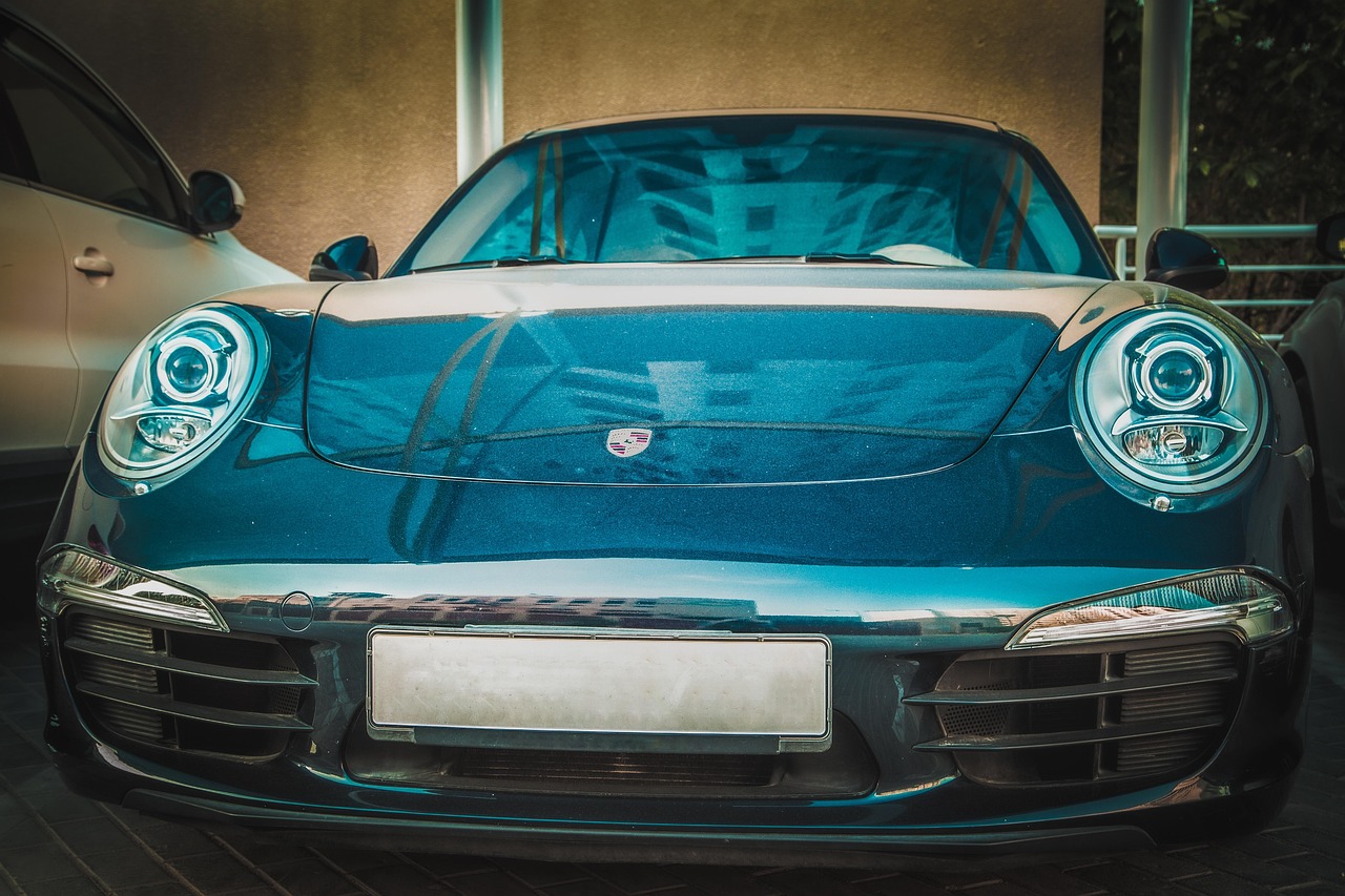 porsche, sports car, automobile, quickly, blue, vehicle, classic, athletic, expensive, modern, lamps, front, only for editorial use