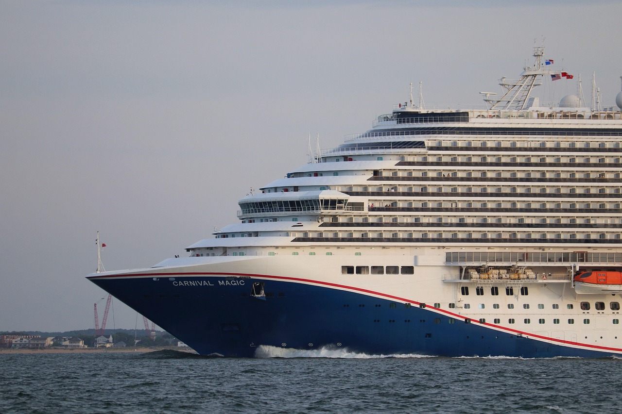 cruise ship, carnival, carnival magic, ocean, vessel, ship, sea, passenger, port, harbor, hampton roads, transit, bay, sail, industry, entertainment, fun, virginia