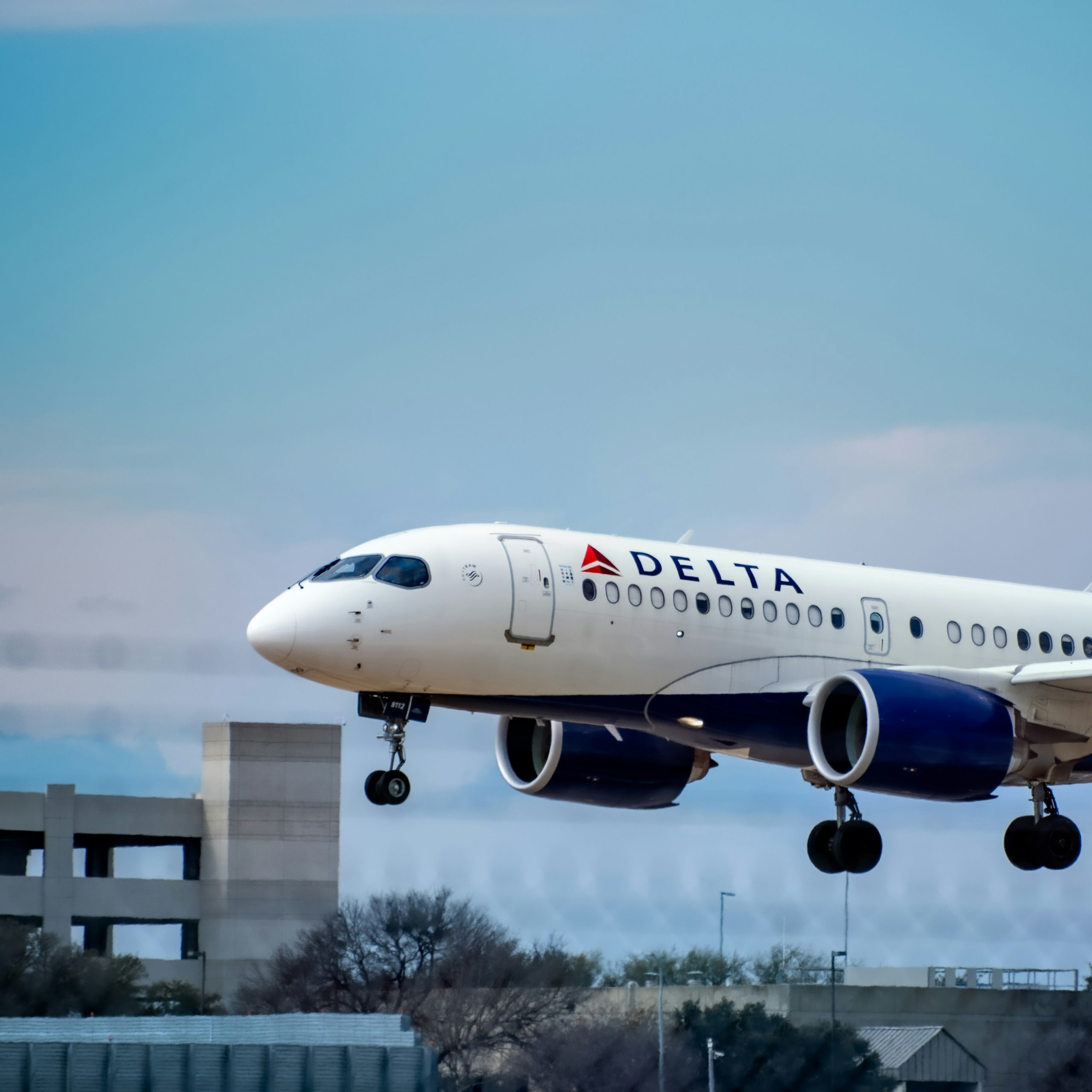 An airplane prepares to land