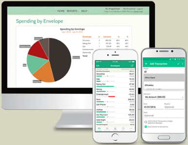 GoodBudget's mobile and desktop platforoms. Source: GoodBudget