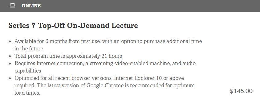 Series 7 Top-Off On-Demand Lecture By Securities Training Corporation
