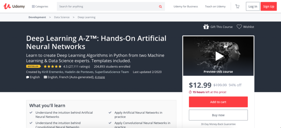 Deep Learning A-Z™: Hands-On Artificial Neural Networks