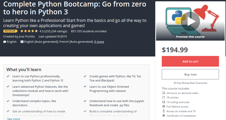 Complete Python Bootcamp: Go From Zero to Hero in Python 3