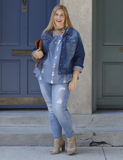 denim outfit for plus size