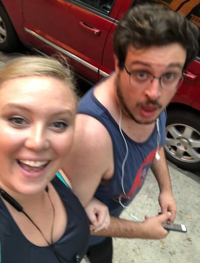Dia Stylist Ashby finishes a run with her boyfriend.