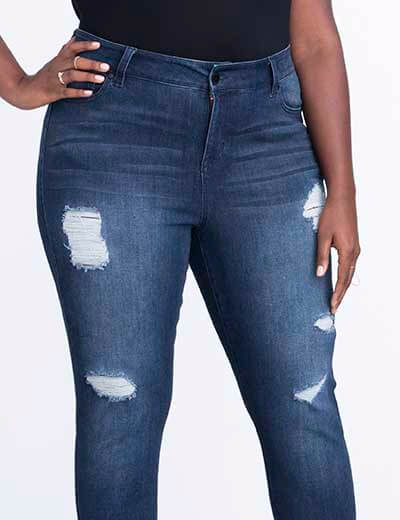 plus-size denim distressed jeans