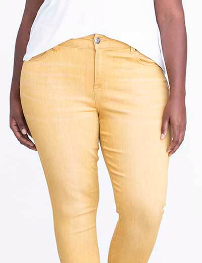 plus-size denim yellow skinny jeans