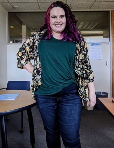 dressing for your age plus-size kimono green shirt denim