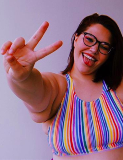 plus size lgbtq influencers striped sports bra