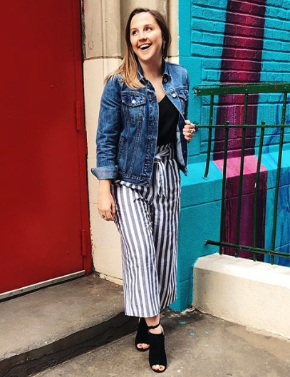 plus size mannequins lana striped pants denim jacket