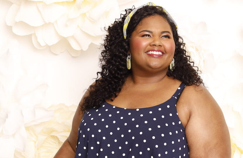 Bare armed plus size model