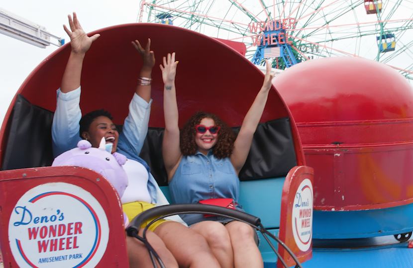 plus-size models at a theme park