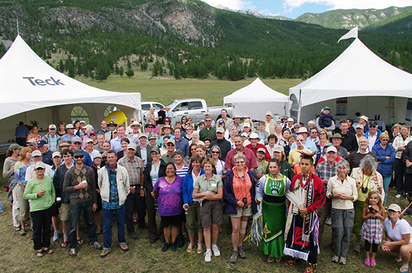 A group shot of the July 23, 2012 celebration at Lot 48, south of Fairmont Hot Springs.