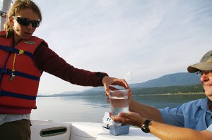 LWA Water Test: KCP Program Manager Dave Hillary, right, lends a helping hand while Kirsten Harma conducts a series of tests.