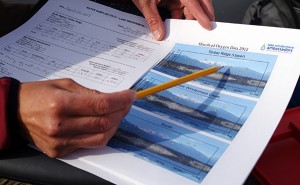LWA’s Kirsten Harma explain one of the several tests that she or volunteers perform and outlines how readings change at the three usual test sites.