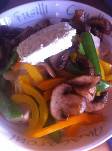 Chef turkey primavera but also with white truffle roast crimini mushrooms
