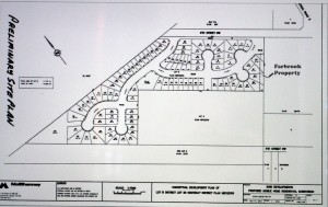 Submitted plan for the proposed subdivision. Click to enlarge. Lead image: The subject property abuts Farbrook Auto Wreckers property. Ian Cobb/e-KNOW